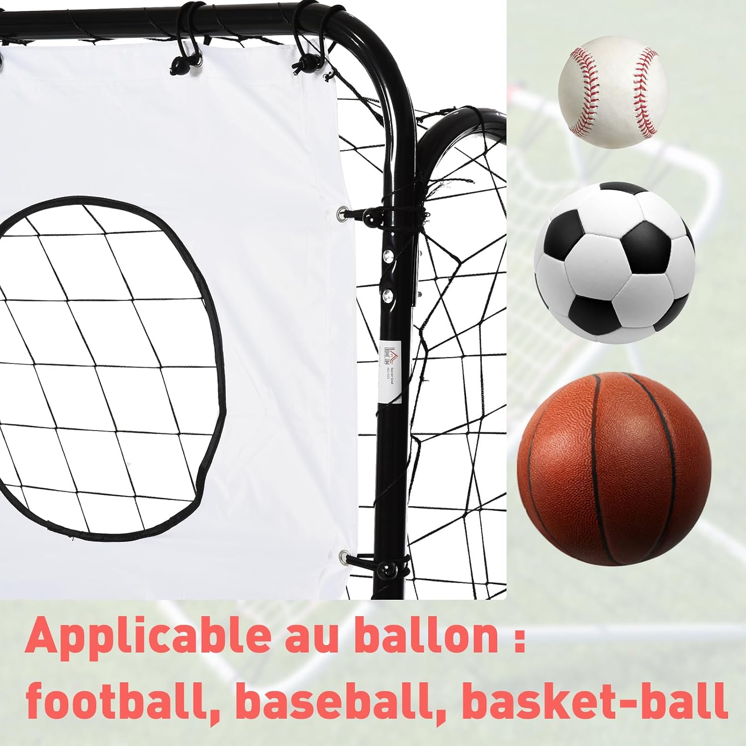 Detalle 2 de HOMCOM 2-in-1 voetbaldoel, 240 x 88 x 174 cm, met 5 schietopeningen