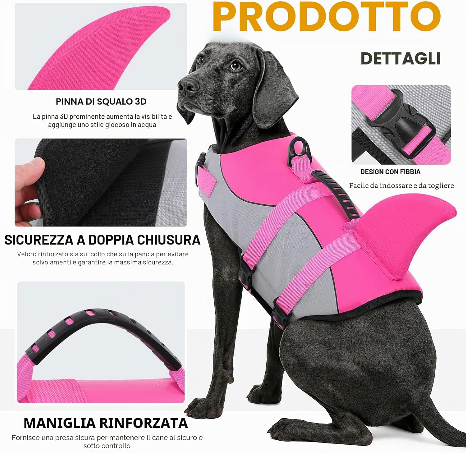 Thumbnail 2 de Queenmore Giubbotto di salvataggio per cani Ripstop Shark – Gilet regolabile rosa