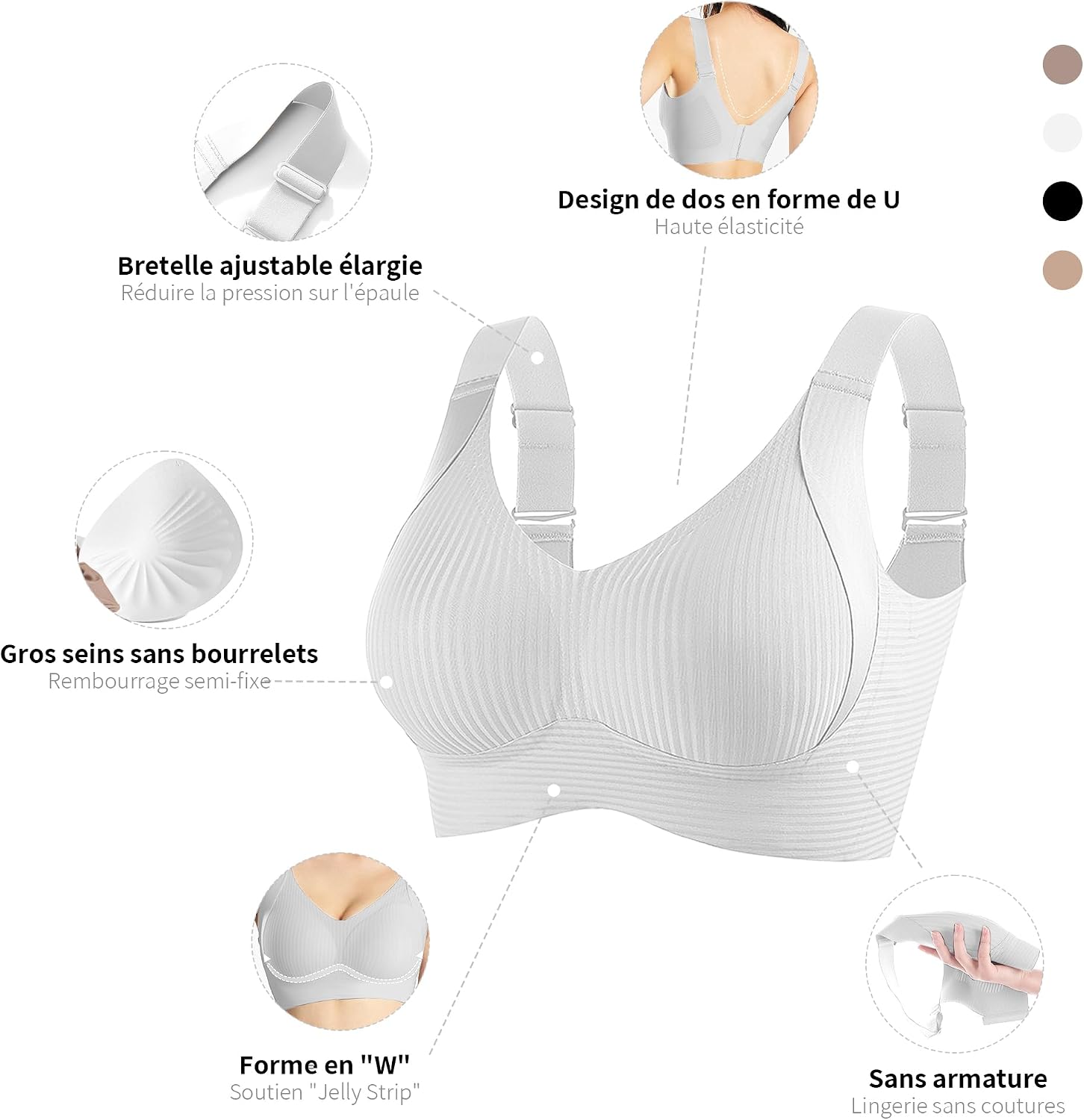 Detalle 2 de Fittingirls beha met luchtstroom, groot formaat, naadloos en verstelbaar
