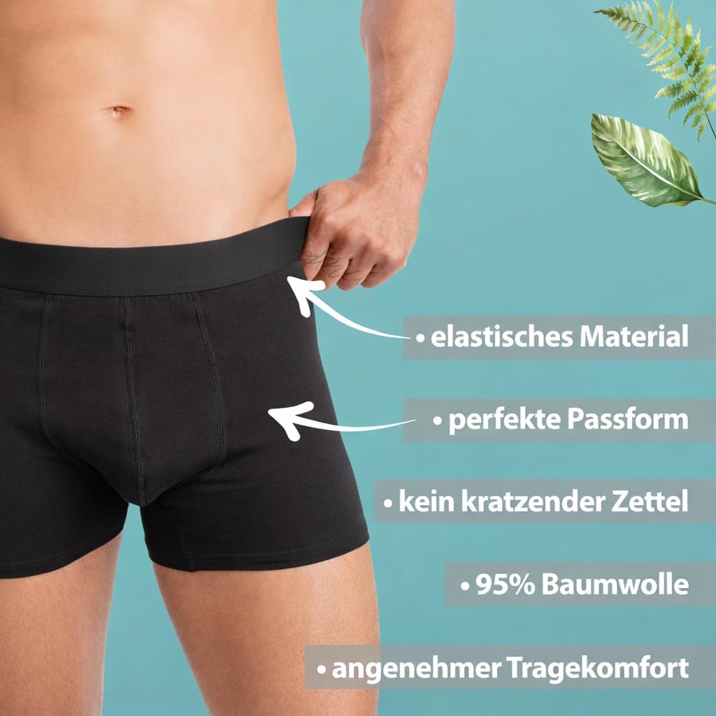 Detalle 2 de Calosy Boxershorts Herren 10er Pack – atmungsaktiv, 95% Baumwolle, ohne kratzendes Etikett