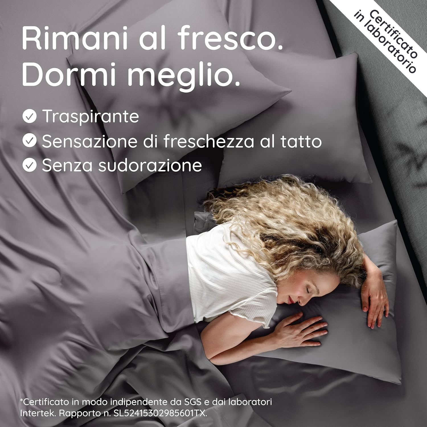 Detalle 2 de Bambaw Federe in bambù 50x70 cm (confezione da 2) anallergiche e antiacaro, grigio scuro