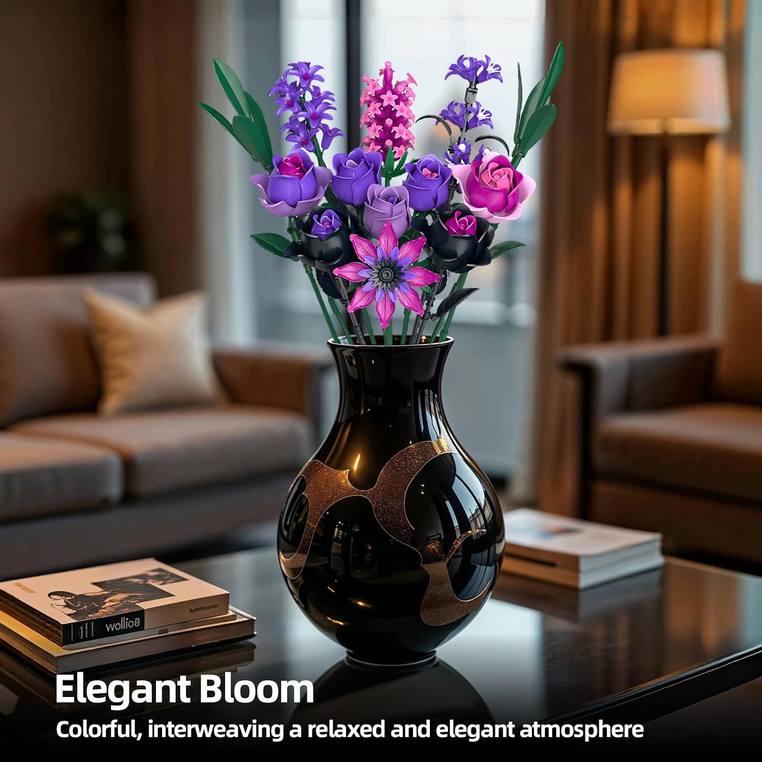 Thumbnail 2 de Purple Rose Flowers Bouquet Building Set