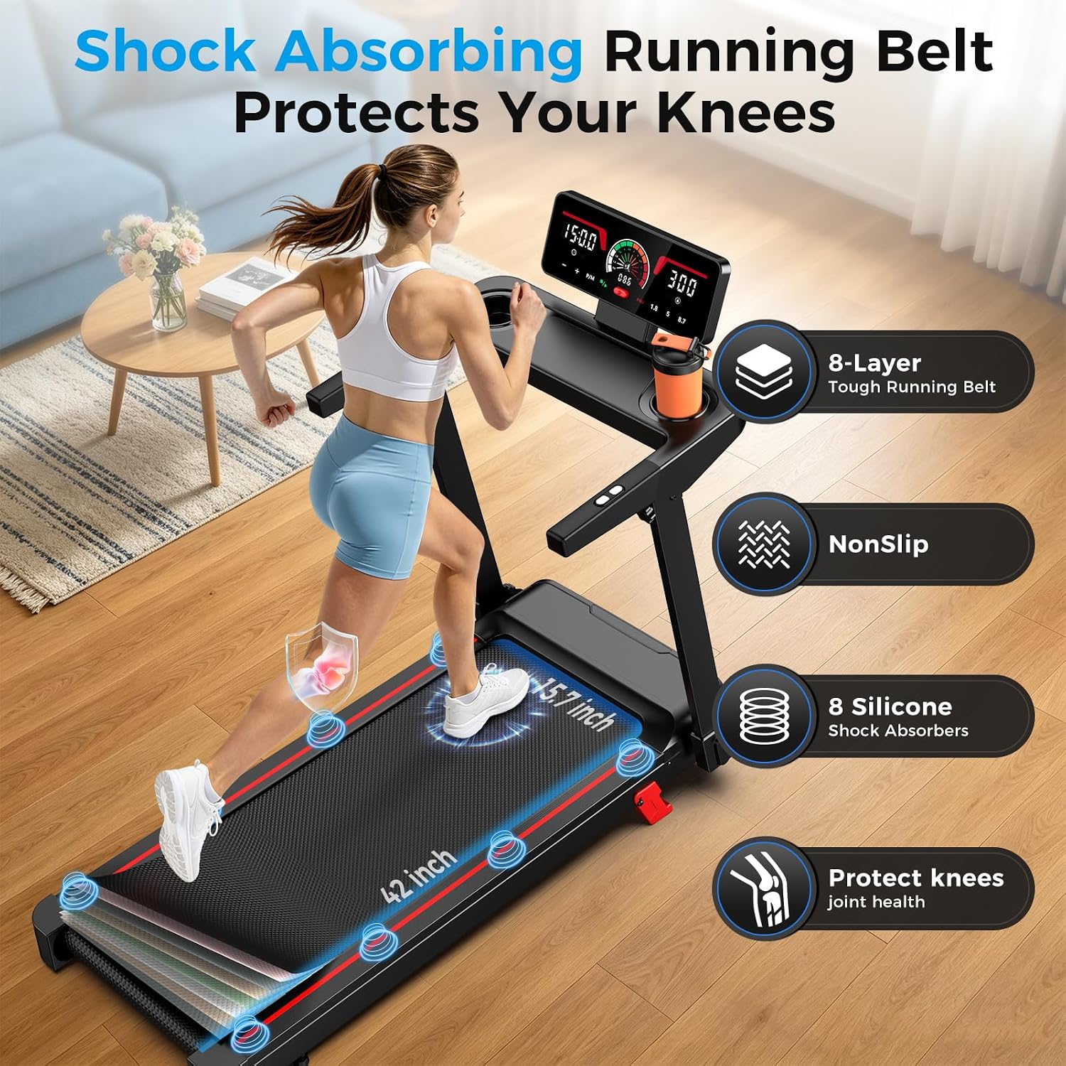Detalle de ApexionGear XYGC-107b Folding Treadmill with 10% Incline, 3.5 HP Motor