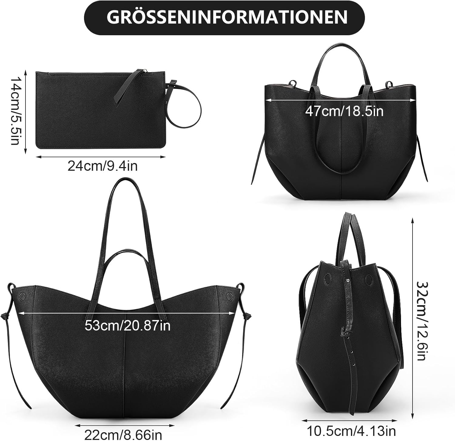 Thumbnail 5 de Große TIAASTAP Damen Tote Bag aus Kunstleder – Shopper für Alltag, Büro & Reisen
