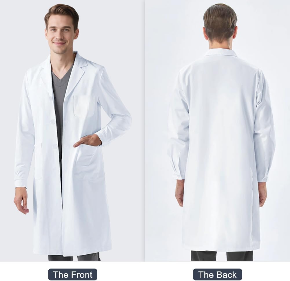 Thumbnail 5 de BSBUY fartuch laboratoryjny unisex, długi, biały, z kieszenią