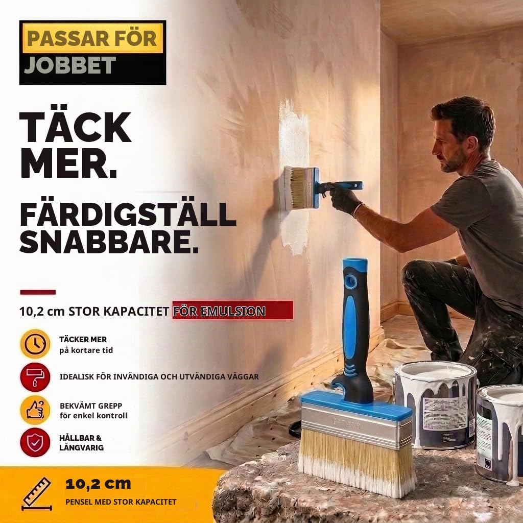 Detalle de Fit For The Job fasadpensel 100 mm med syntetborst för latexfärg