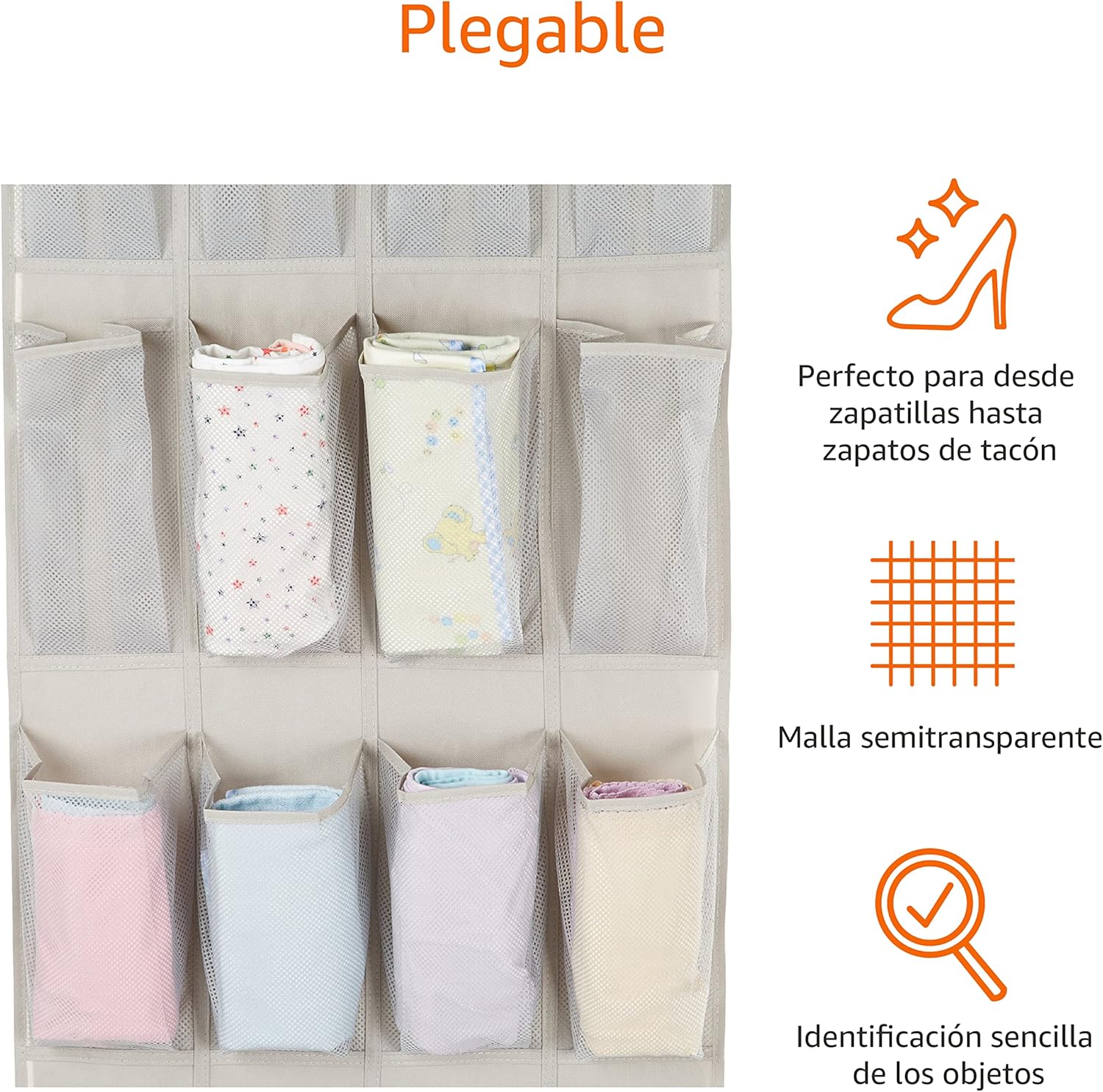 Detalle 2 de Amazon Basics Zapatera Colgante para Puerta, 20 Pares