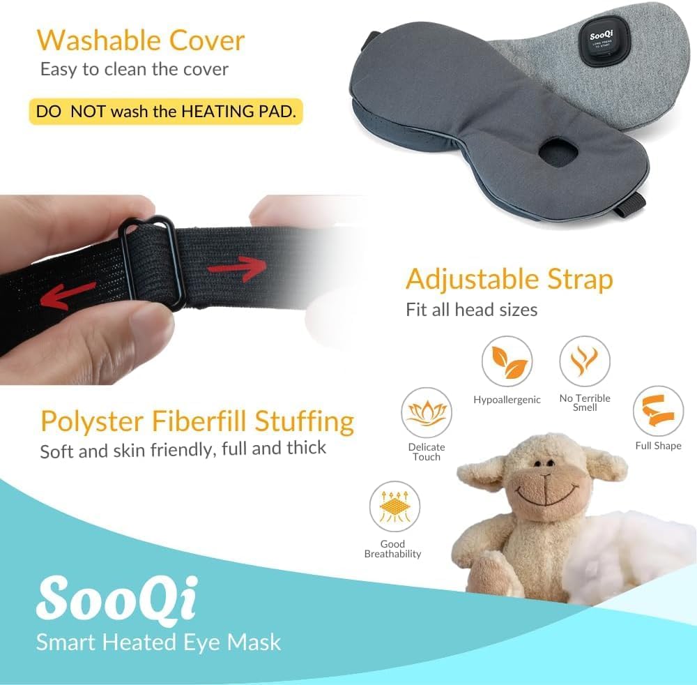 Thumbnail 5 de SooQi 2026 Rechargeable Heated Eye Mask – Cordless, Weighted for Dry Eyes, Fatigue, Sleep & Travel