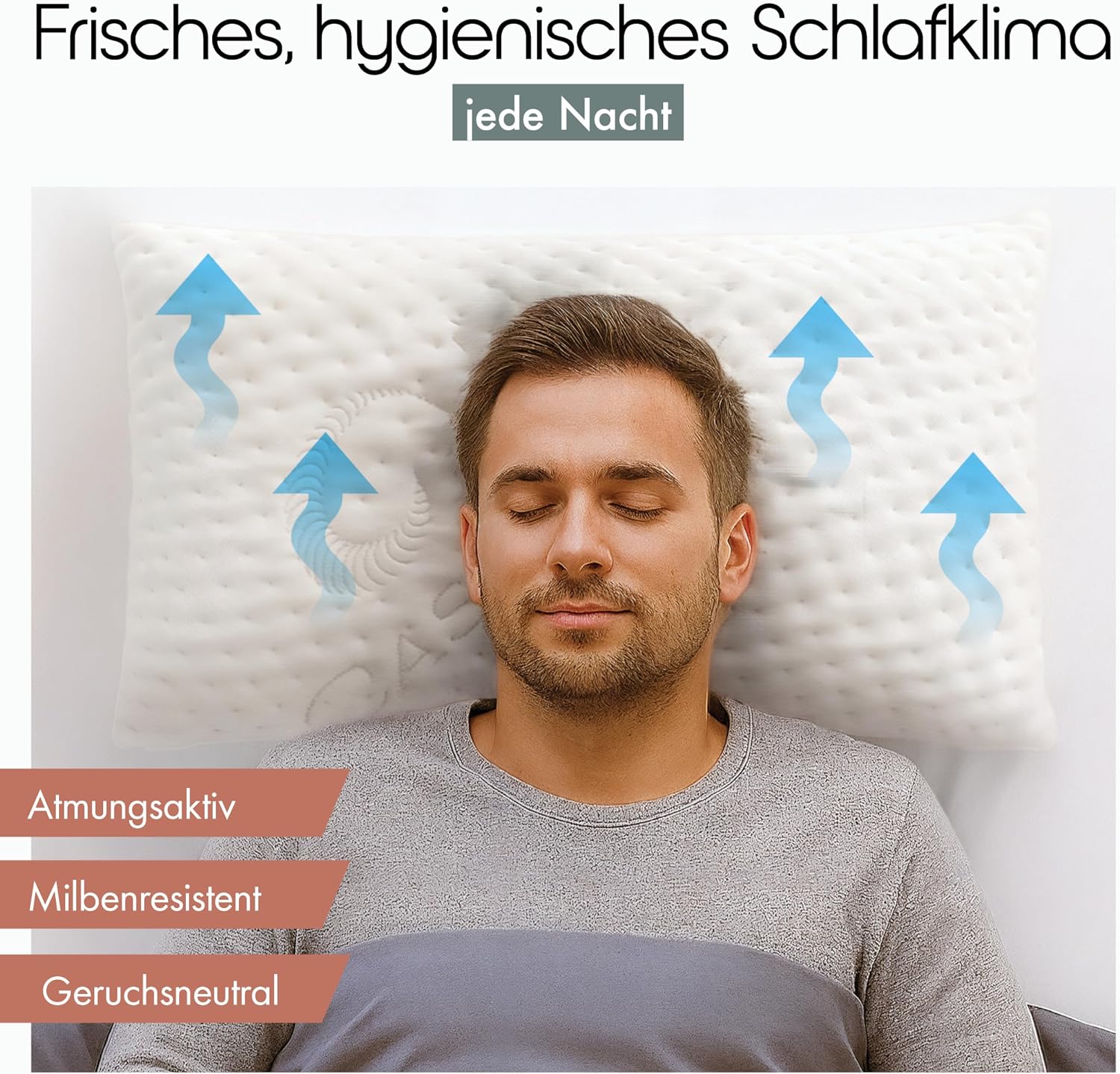 Detalle 2 de Blumtal Nackenstützkissen aus Memory Foam (Orthopädisches Kopfkissen) 70x36 cm, 13 cm Höhe, waschbarer Bezug