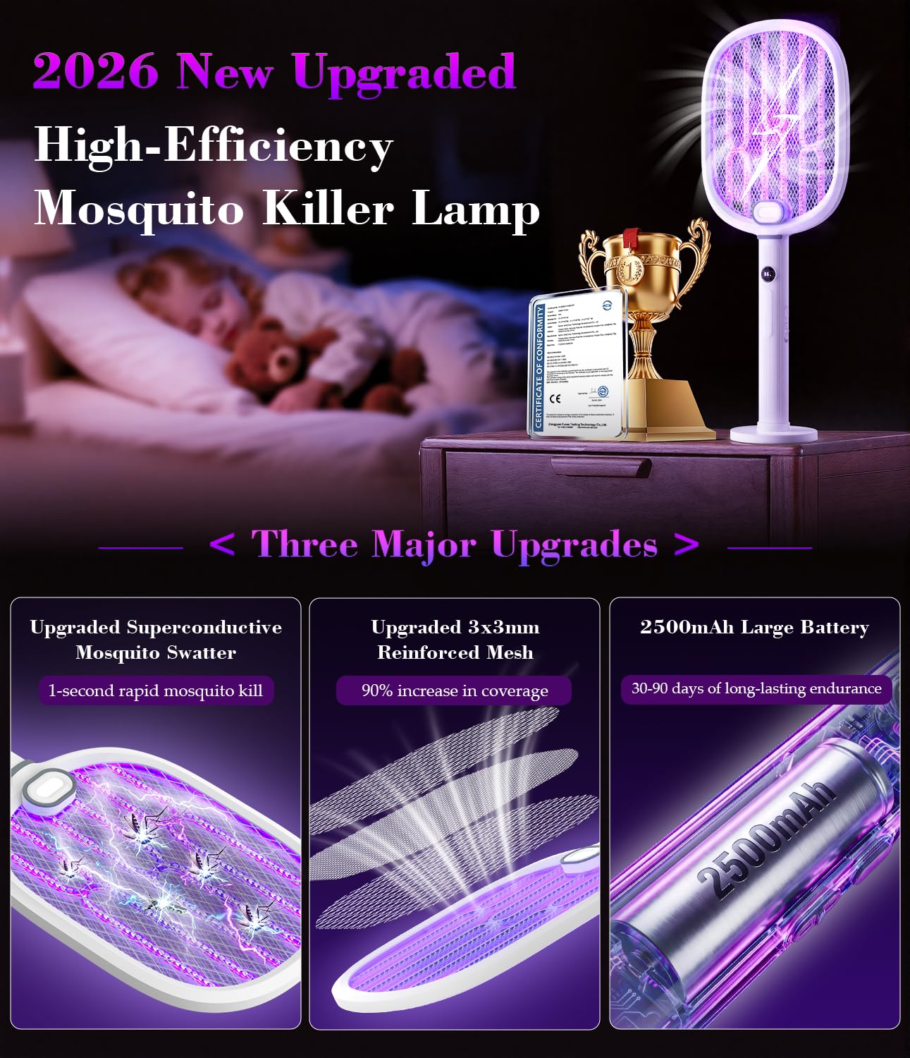 Thumbnail 6 de 4-in-1 New Upgrade Electric Fly Swatter – 4000V-1S Rapid Mosquito Killer