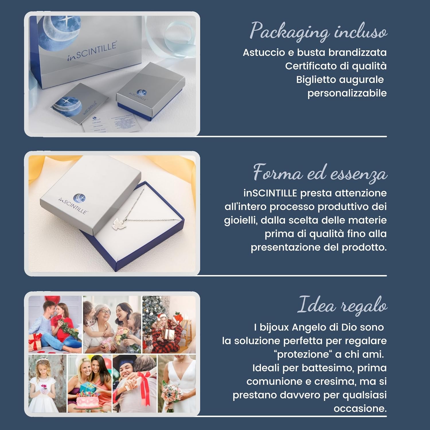 Thumbnail 2 de Collana Angelo Custode Donna/Bambina in Acciaio Inossidabile con Preghiera – Confezione Regalo inSCINTILLE