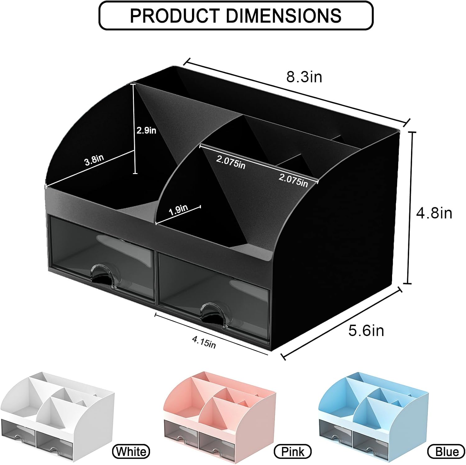Thumbnail 1 de COMFYROOM Makeup Bathroom Organizer, 6 Compartments and 2 Drawers, Black