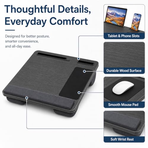 Thumbnail 7 de SANON Laptop Tray: Non-Slip, Heat Shield 17-Inch Ready Portable Writing & Gaming Desk