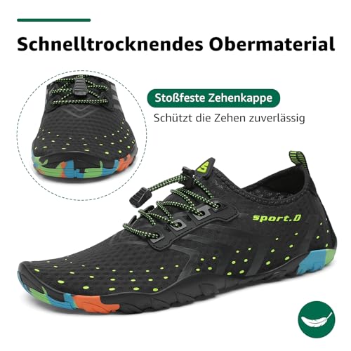 Detalle de SAGUARO Badeschuhe Damen/Herren – Schnelltrocknende Aquaschuhe, Größe EU 44, Schwarz
