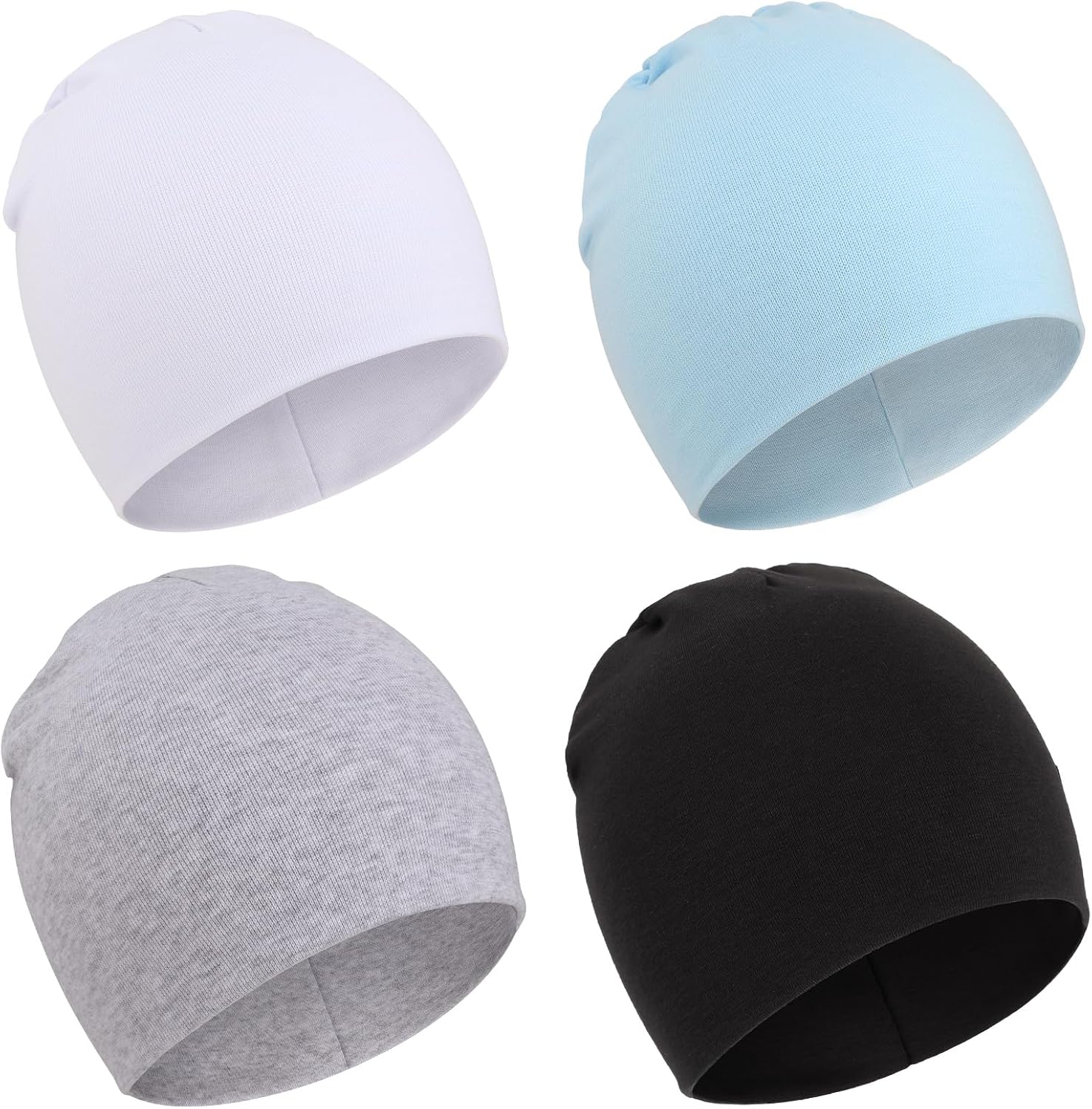 Detalle de DRESHOW 4-pack baby beanie set for newborns and toddlers (soft knit, hospital-style caps)