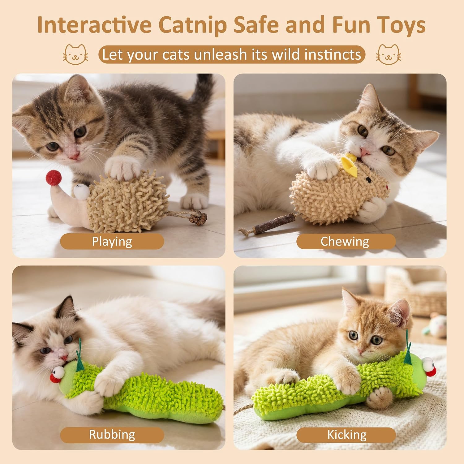 Detalle de Uyubao Catnip Toy 3 Pack Plush