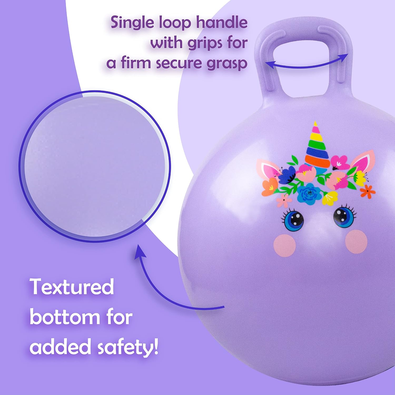 Thumbnail 4 de INPODAK Kids Space Hopper 20 Inch Hop Ball (Ages 5–9) with Handle and Unicorn Design