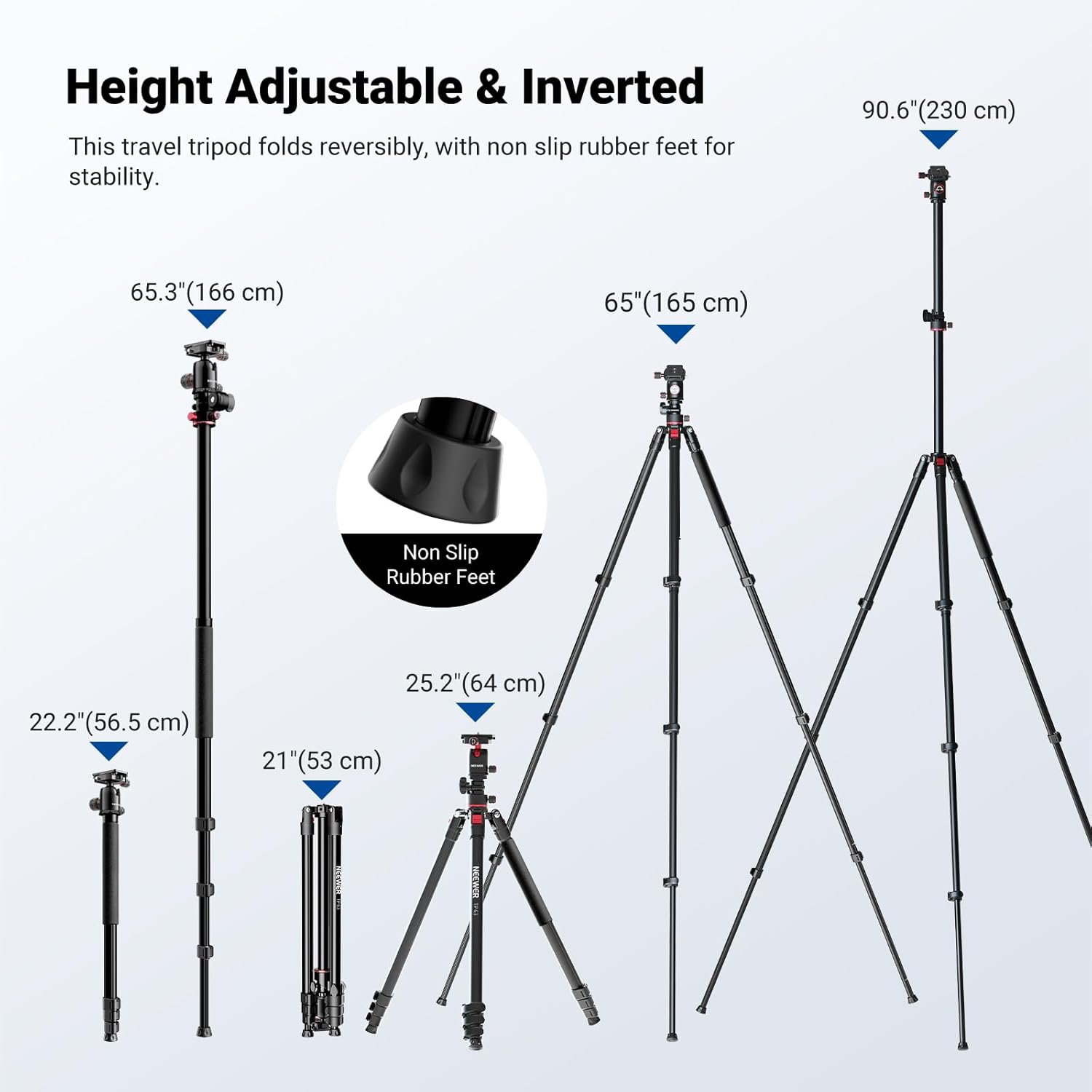 Detalle 2 de NEEWER TP63 90-inch DSLR tripod with ball head