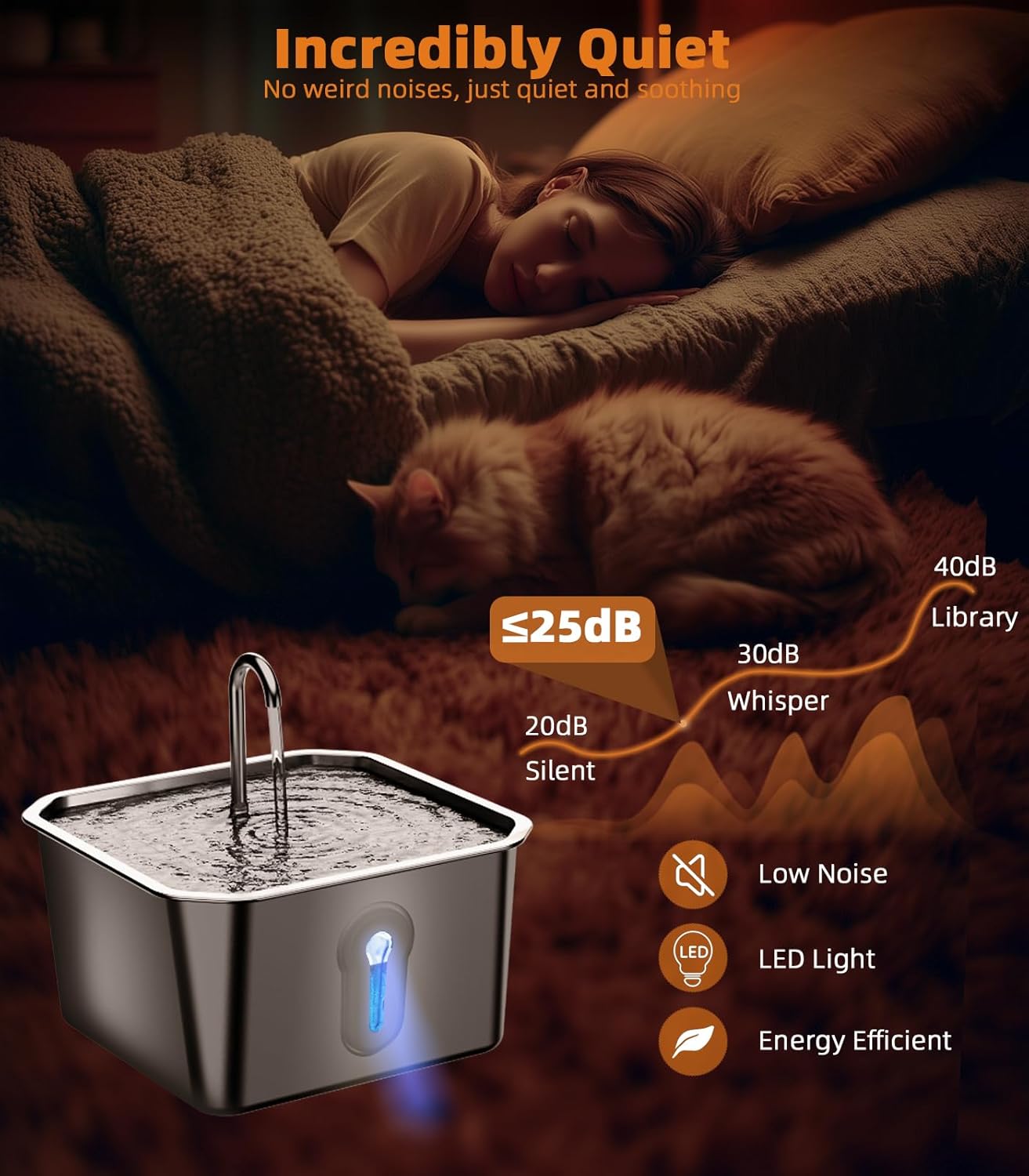 Thumbnail 5 de UPAWPIA 4L Stainless Steel Automatic Pet Water Fountain with 6 Filters (Ultra Quiet, 25 dB)