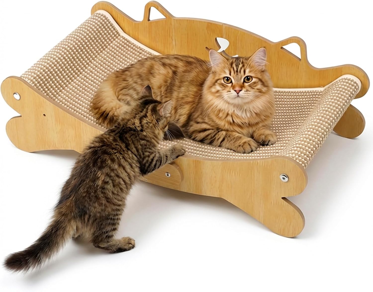 Thumbnail 1 de Cat Scratching Board Sisal Cat Scratcher Bed – 160° Curved Design in Solid Beech Wood (Extra-Large)