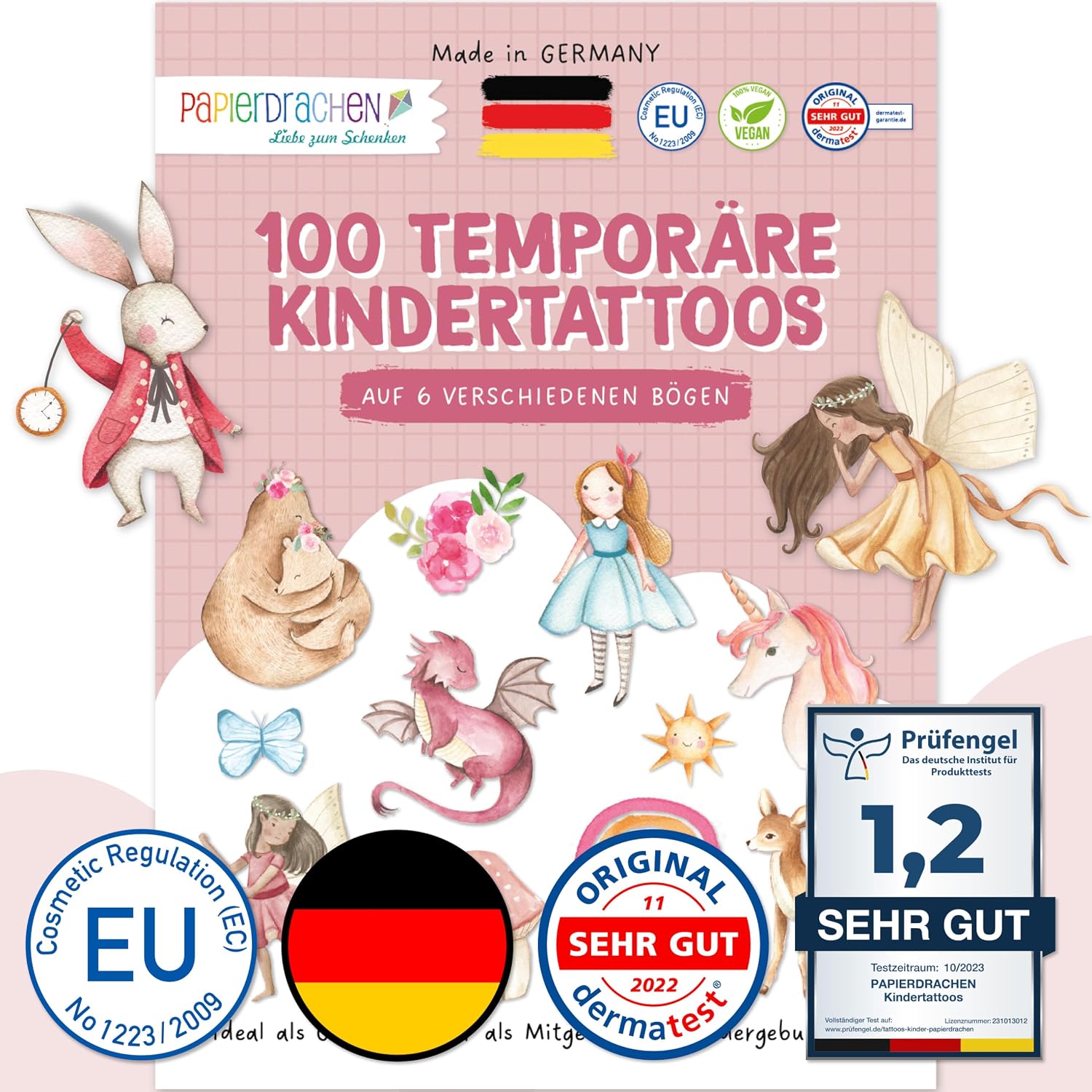 Detalle de Papierdrachen 100 Hautfreundliche Kindertattoos