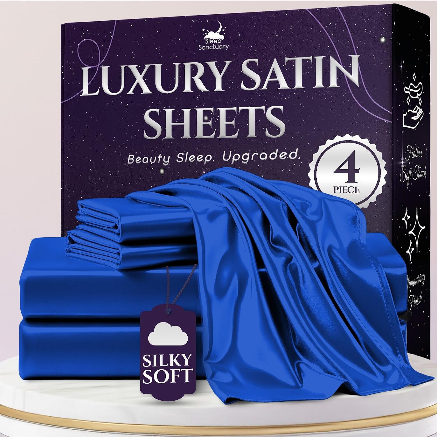Detalle de SLEEP SANCTUARY Satin Sheets Queen 15" deep pocket