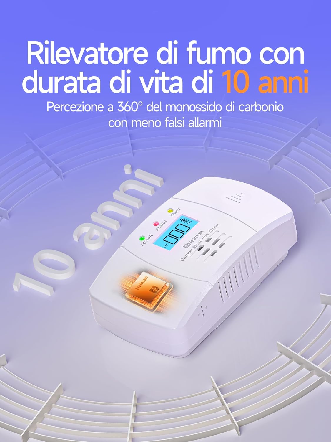 Thumbnail 3 de Heiman HM-722ESY Rilevatore di Monossido di Carbonio con Display LCD: affidabile protezione fino a 10 anni