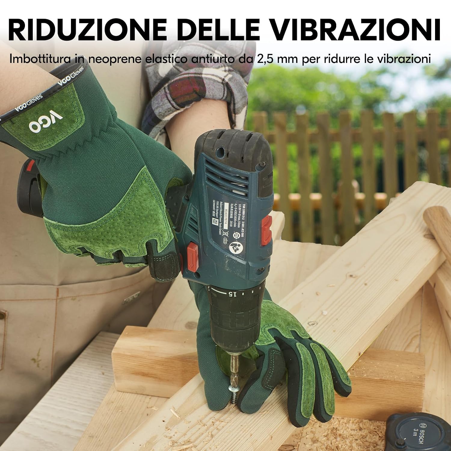 Thumbnail 3 de Vgo... Guanti da giardinaggio donna antiperforazione antispina con touchscreen (L, verde) SL7471