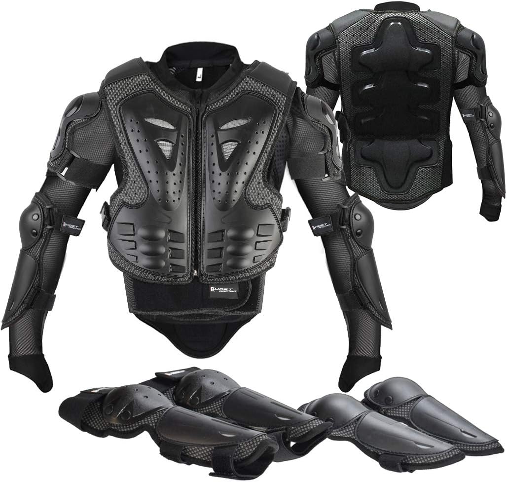 Fansport 5-teiliges Motorrad-Schutzset für Kinder (4–14 Jahre) – Jacke, Brustschutz, Ellbogen- und Knieschoner
