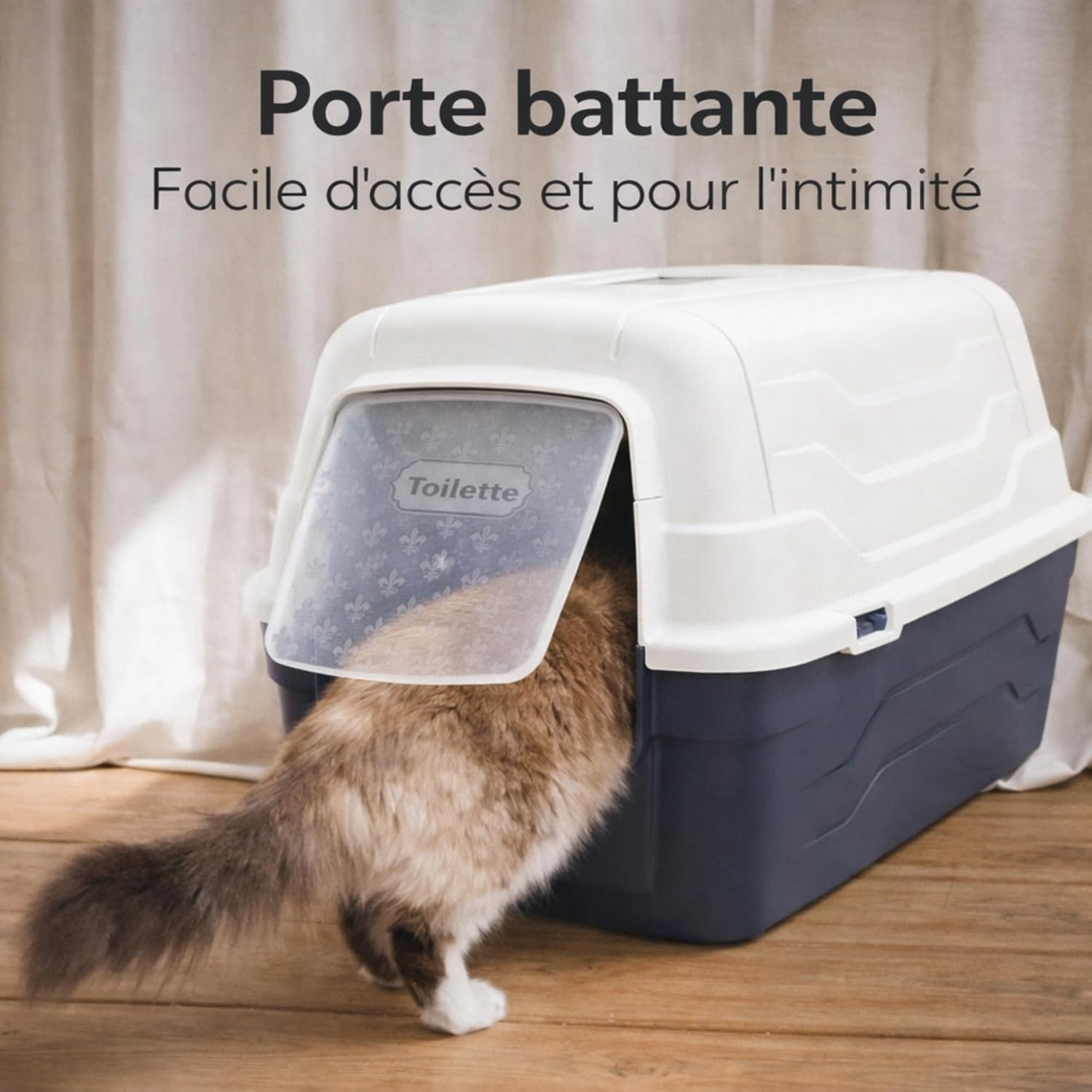 Detalle de Aimé Maison de toilette Chat 52x40x39 cm avec toit ouvrant et filtre à charbon anti-odeurs