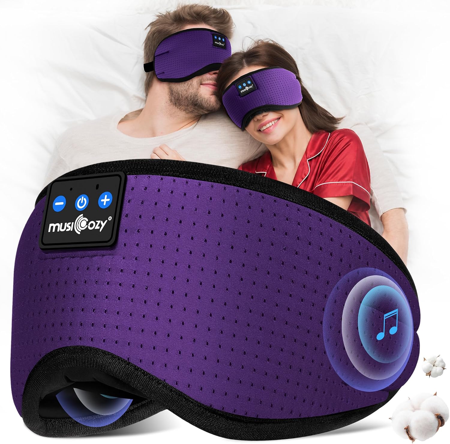Detalle de MUSICOZY Sleep Mask Headphones: 100% Blackout Bluetooth Eye Mask with Ultra-Thin Speakers