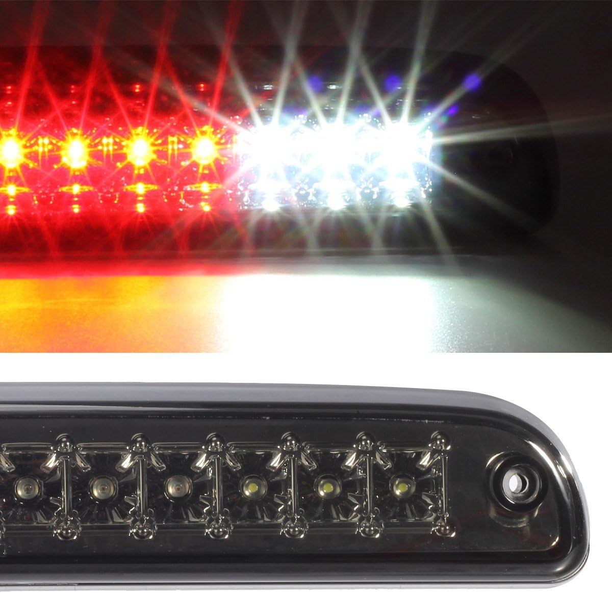 Detalle de Partsam Red/White 12 LED Smoke Lens Chrome Housing 3rd Brake Light for Ford Super Duty & Ranger (1999-2016 F-Series, 1993-2011 Ranger)
