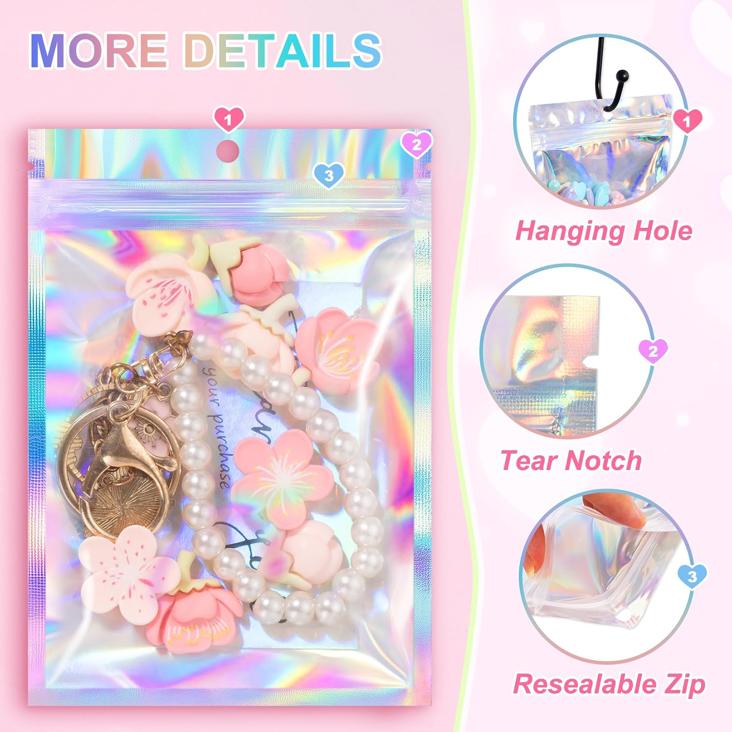 Thumbnail 2 de ANZNKU 100-Pack Mylar Bags with Reusable Zipper & Clear Window (4 x 6 Inch)