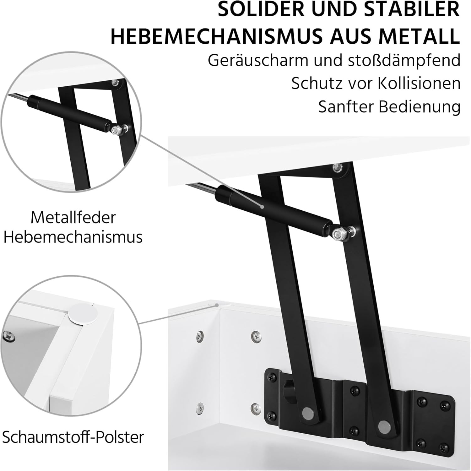Thumbnail 4 de Yaheetech Couchtisch mit Höhenverstellbarer Platte – Kaffeetisch mit Lift-Top, weiß