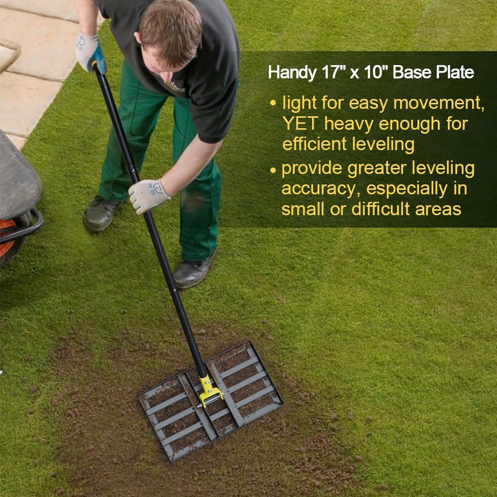 Detalle de Colwelt C068 Lawn Levelling Rake, 17 x 10 in Plate, Adjustable Handle