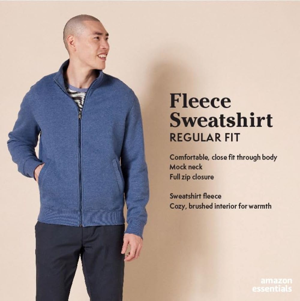 Thumbnail 1 de Amazon Essentials Men’s Fleece Zip-Up Mock Neck Sweatshirt (Mid-weight, Regular Fit)