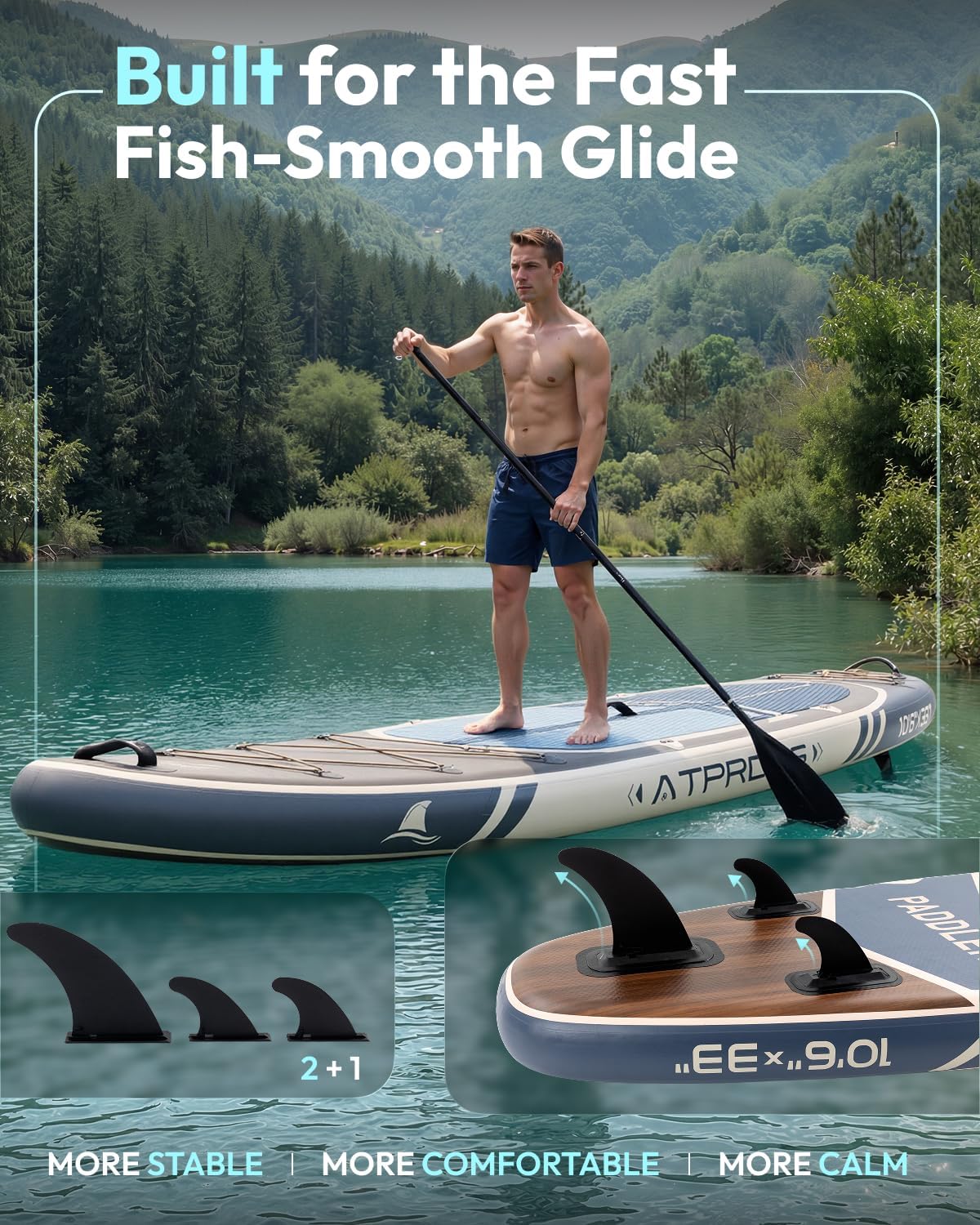 Thumbnail 3 de ATPOSS 10'6" Inflatable Stand Up Paddle Board with Kayak Seat and Premium Accessories Kit