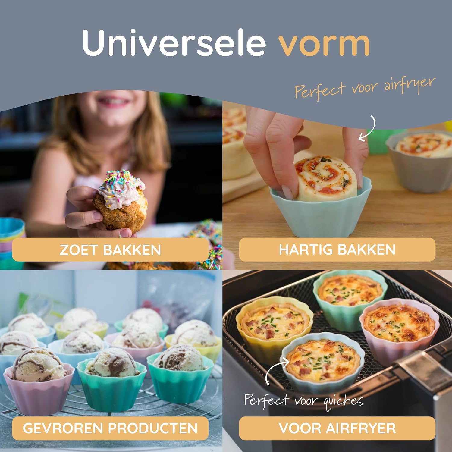 Detalle de Backefix BF-MF-Bunt siliconen muffinvormpjes, 24 stuks van 100 ml