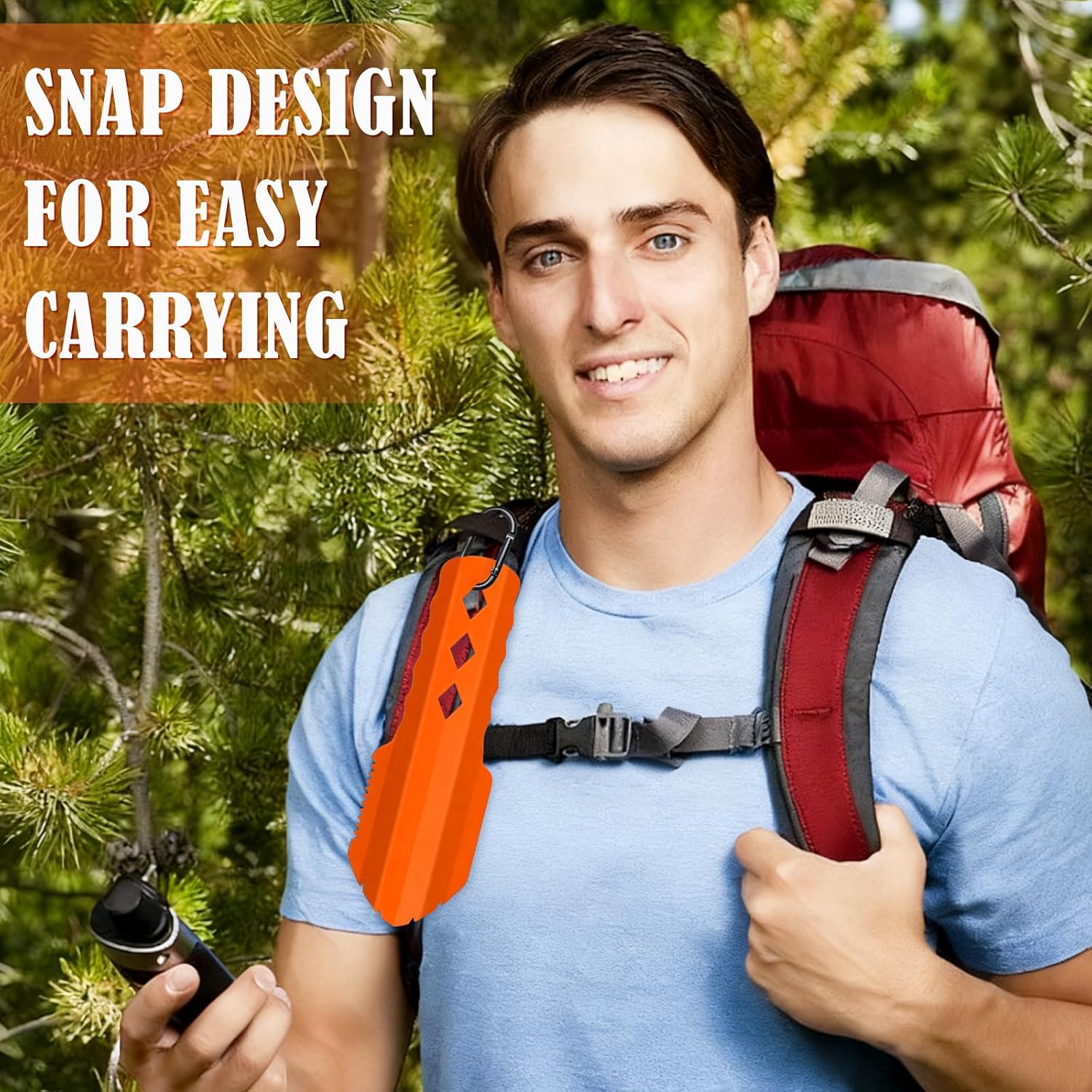 Detalle de PLACHIDAY SmallShovel-Orange 3-in-1 Ultralight Backpacking Trowel