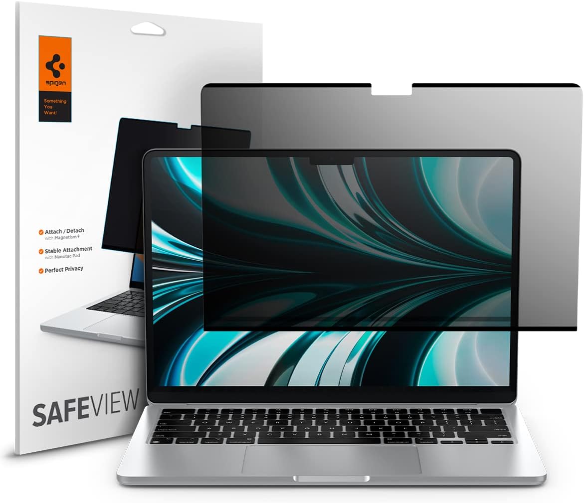 Detalle de Spigen SafeView magnetischer Blickschutzfilter für MacBook Air 13 Zoll (M5 2026 / M4 2025 / M3 2024 / M2 2022)