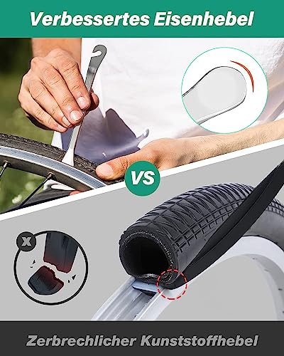 Detalle de HAZENS Fahrrad Reparaturset mit Satteltasche – 16-in-1 Multitool, Mini-Luftpumpe 120 PSI, Notfallwerkzeug Flickzeug