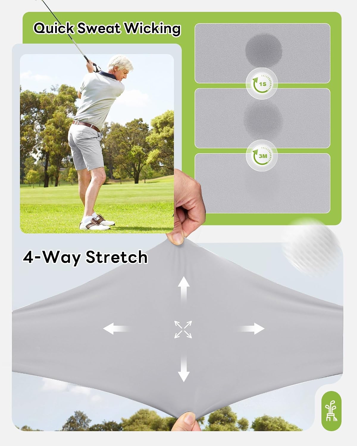 Detalle de Outdoor Ventures Men's Golf Shorts 9" UPF 50+ Bermuda Shorts with 4-Way Stretch