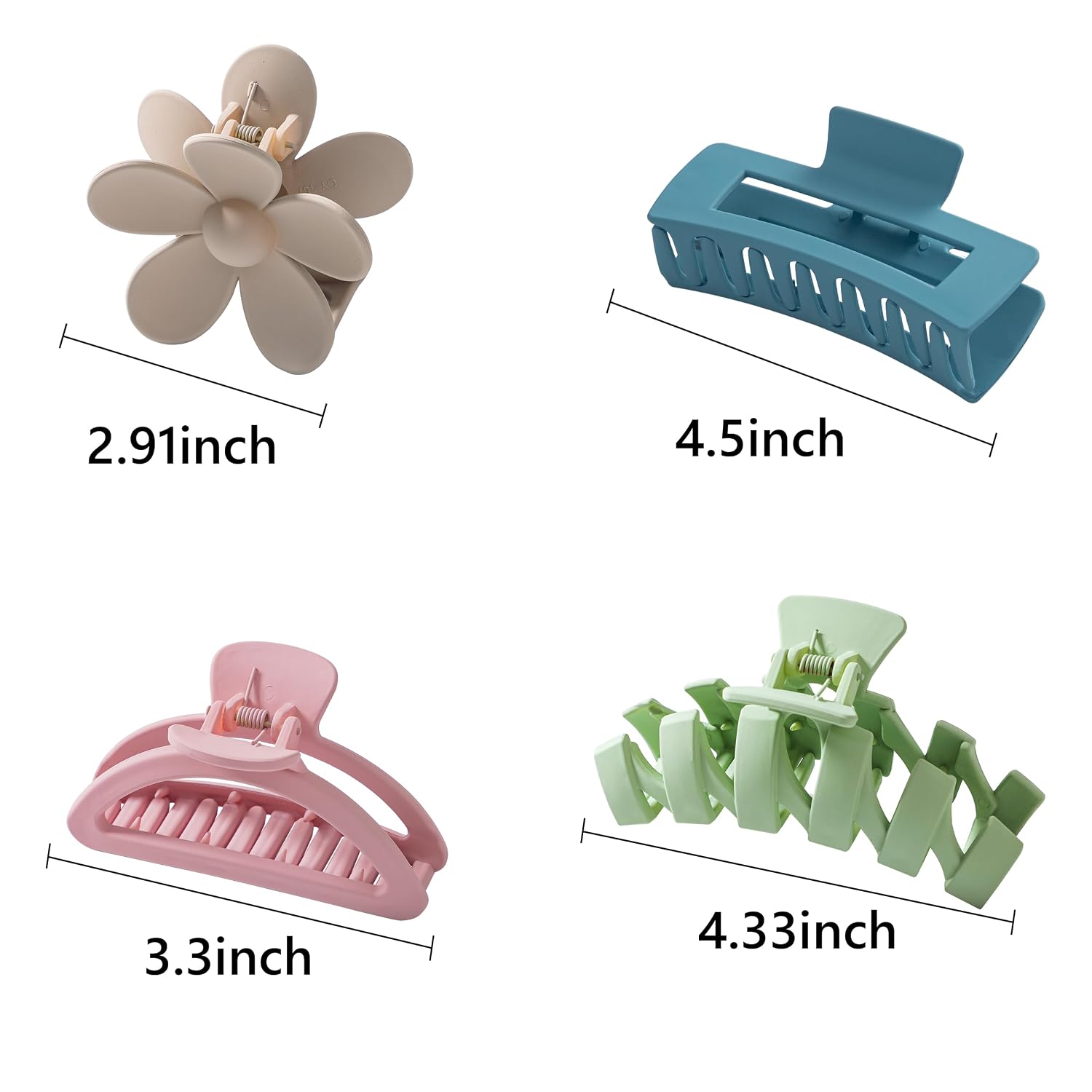 Detalle 2 de HBselect 8er-Set Haarklammern mit Greifclips (Blume/ Kralle) – rutschfeste Haarspangen für dickes Haar