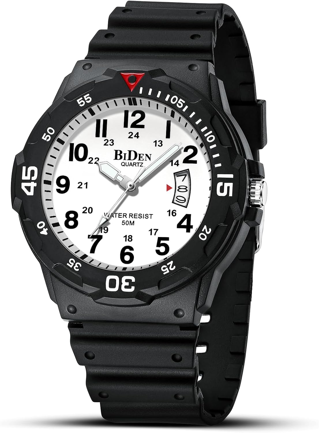 Detalle de HANPOSH Herren Uhr – Analoge Quarz-Uhr mit Datum, 50M wasserdicht, 42 mm Gehäuse, Silikonarmband