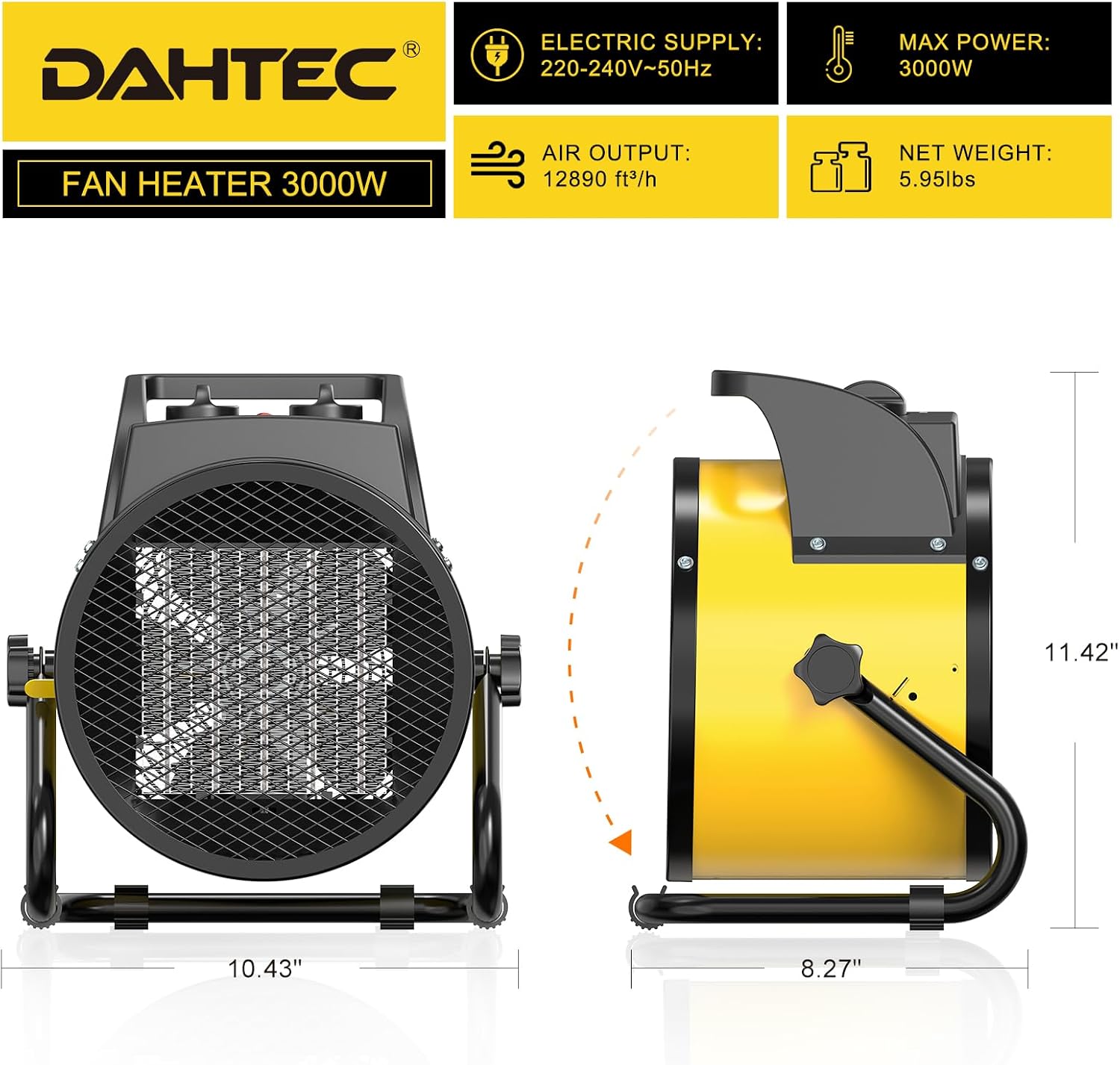 Thumbnail 5 de DAHTEC Electric Fan Heater 2800W portable heater