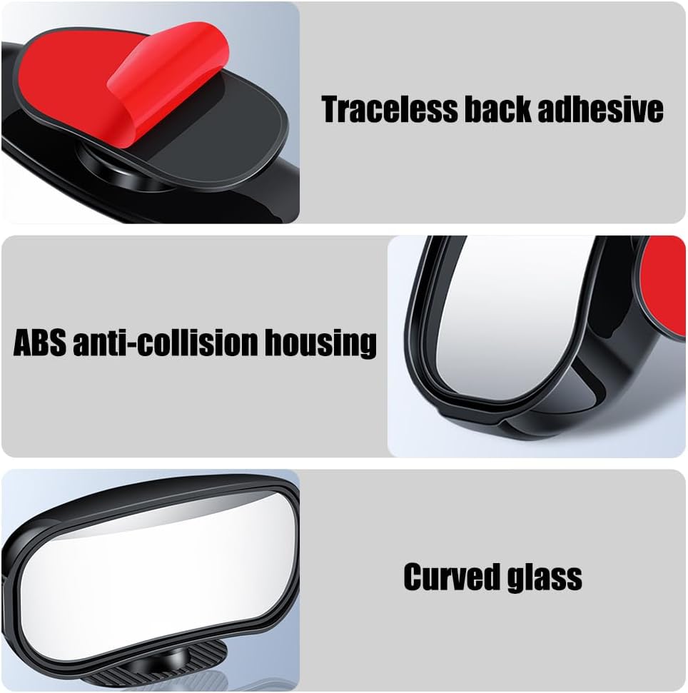 Detalle de Blind Spot Mirrors, 2-Pack: High Temperature, Rotatable Convex Rear View Mirrors for Cars, SUVs and Trucks