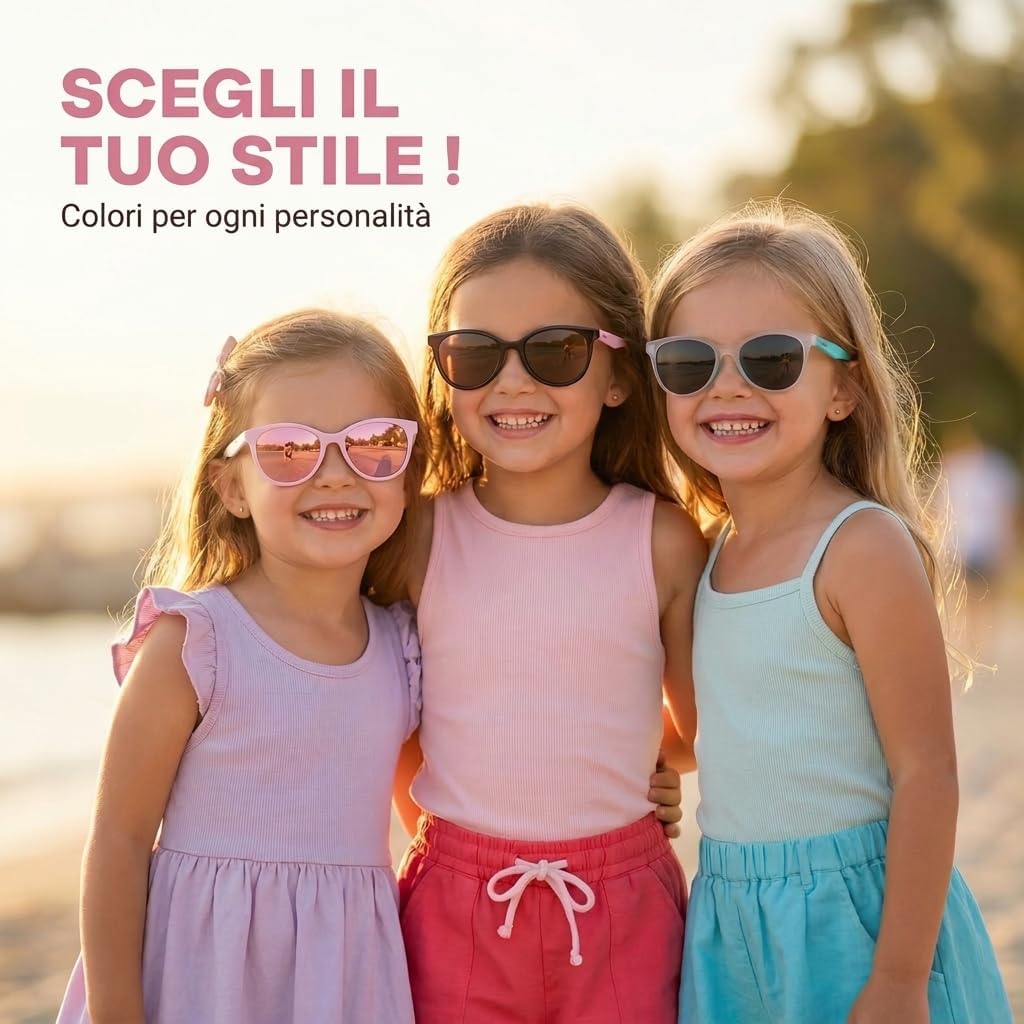Thumbnail 4 de Kiddus Occhiali da Sole per Bambina 4-8 Anni – Polarizzati UV400 CAT3, Montatura TR90 Flessibile