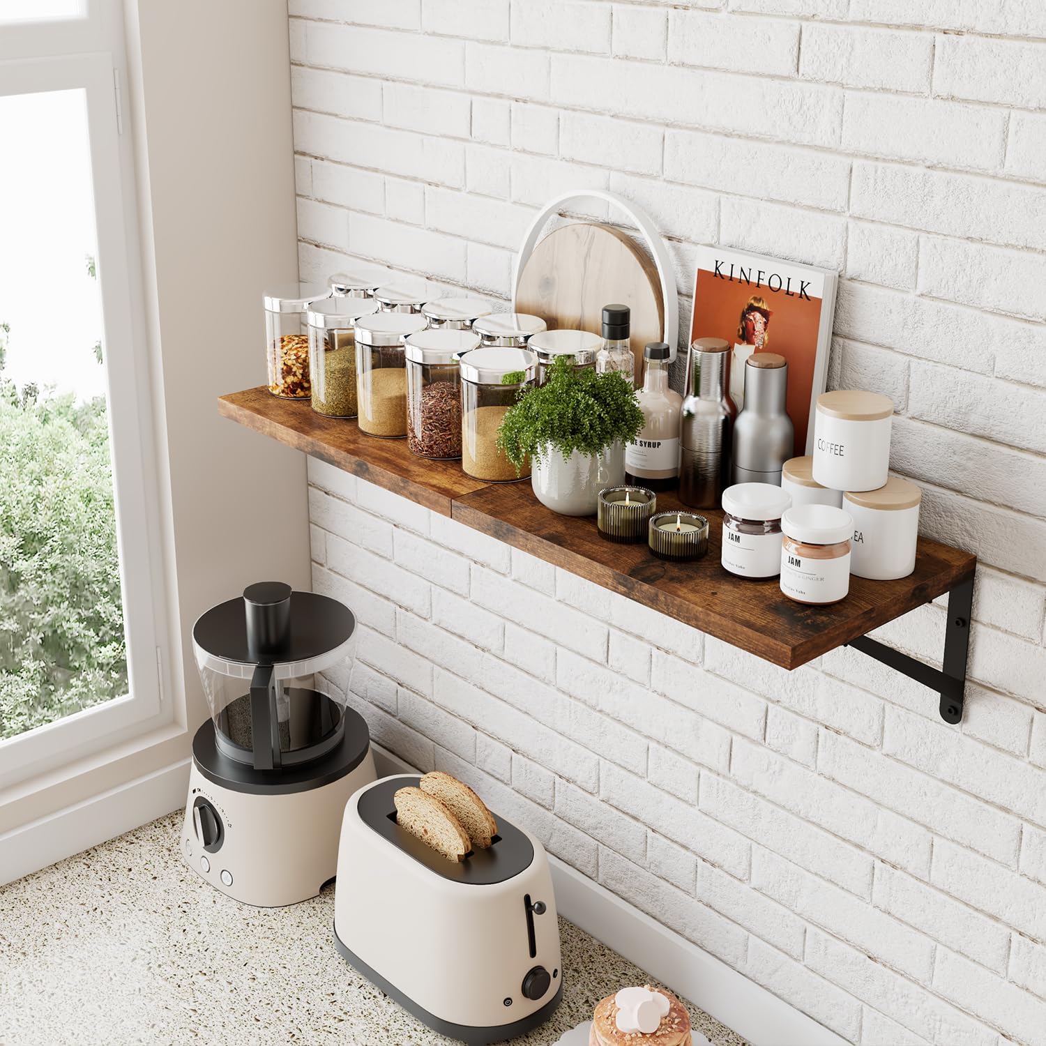 Thumbnail 1 de IBUYKE Deep Floating Shelves for Wall, 8 Inch Deep — Set of 2 (16W x 8D)