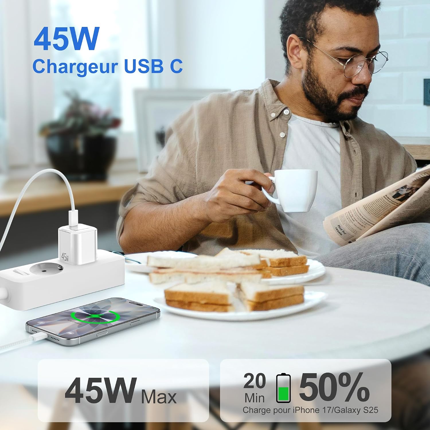 Detalle 2 de YISH 45W Chargeur USB C Rapide 45W