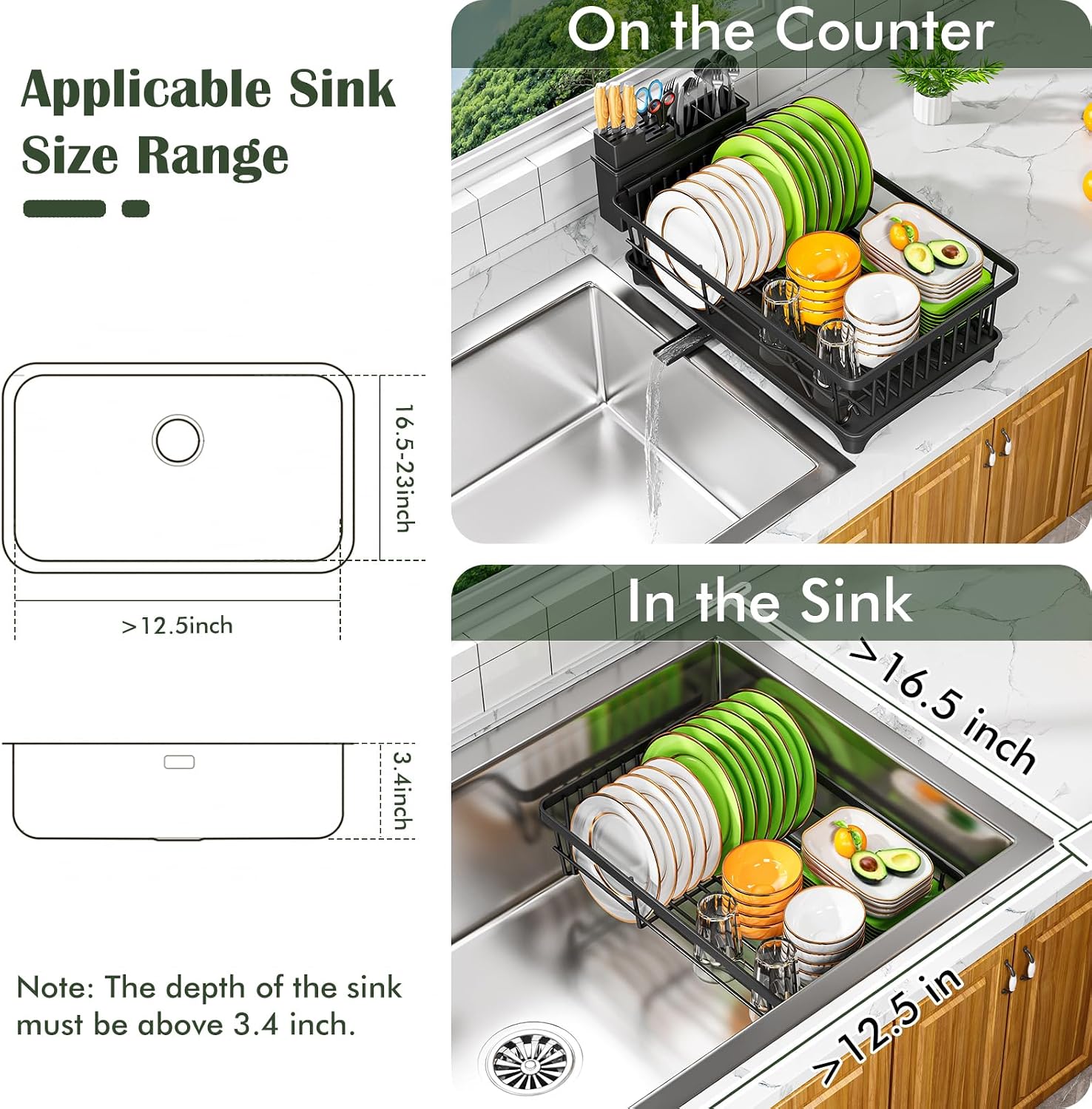 Thumbnail 6 de Kmiectse Dish Drying Rack 1-tier for Counter 🧽